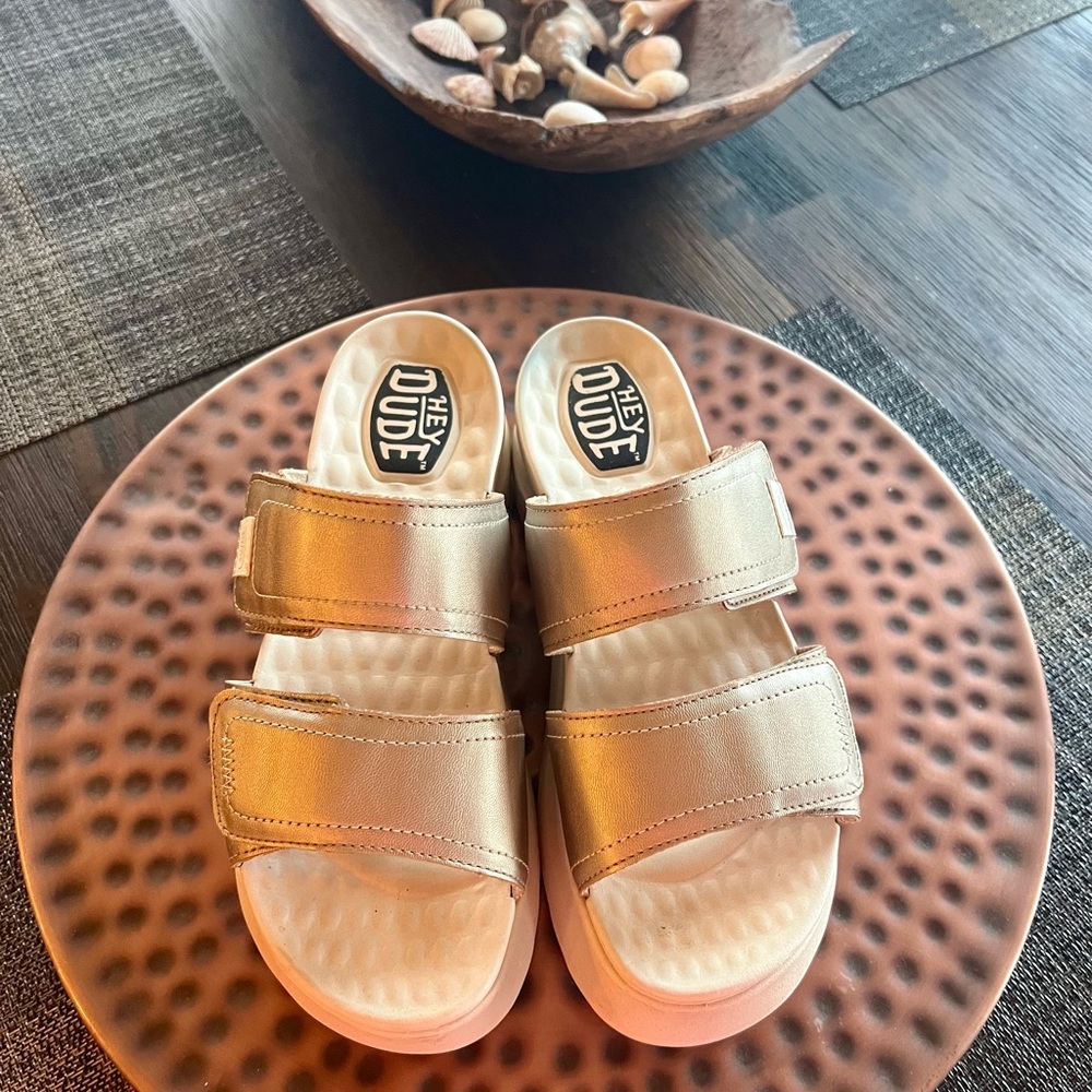 Hey Dude Gold Sandals